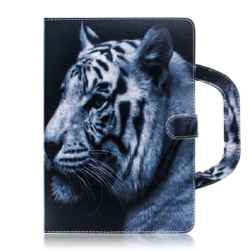 Flip Case voor Samsung Galaxy Tab S7 / Tab S8 Tijger Met Handvat