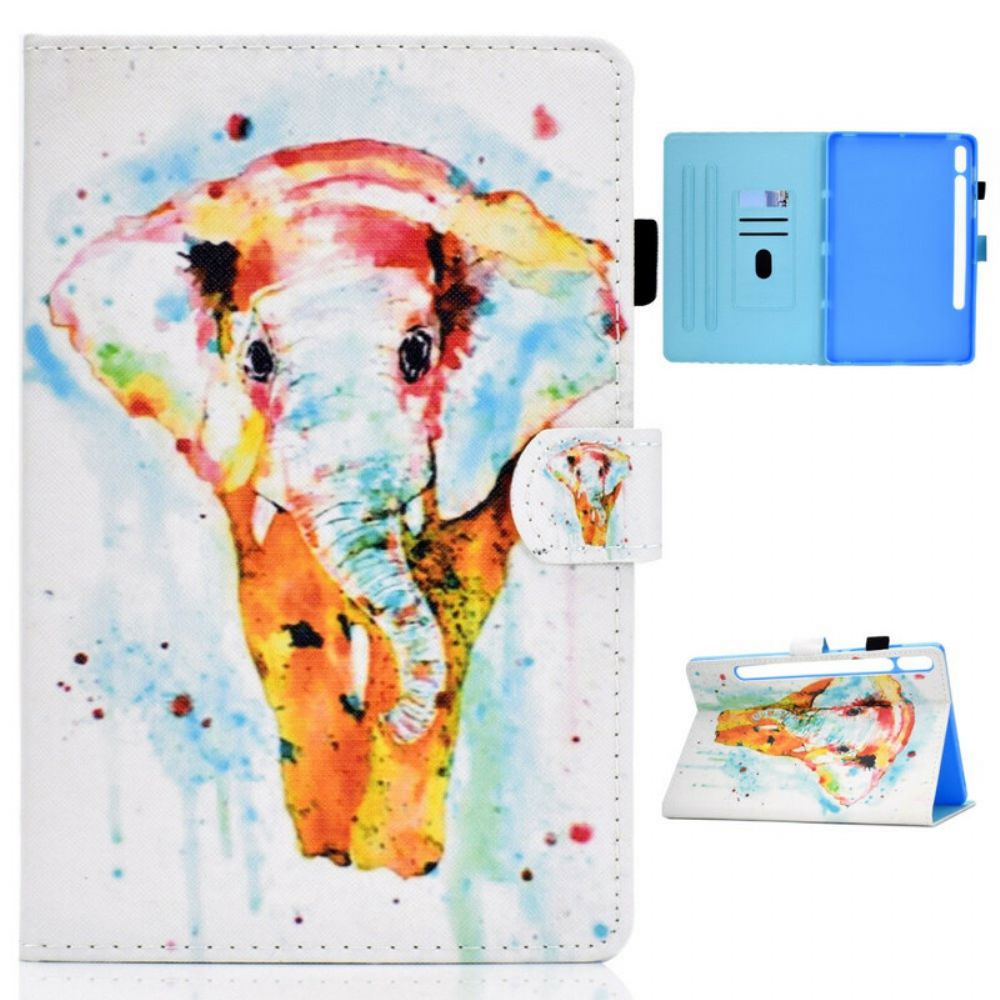 Folio-hoesje voor Samsung Galaxy Tab S7 / Tab S8 Aquarel Olifant