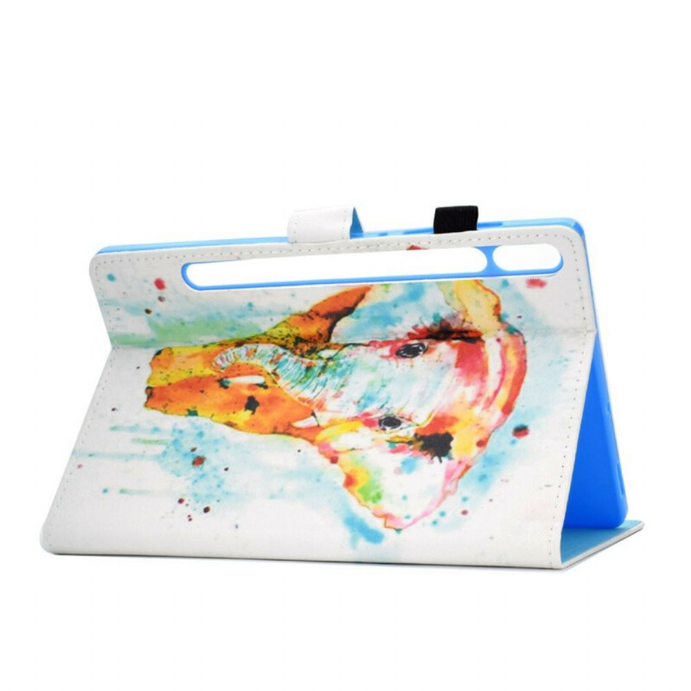 Folio-hoesje voor Samsung Galaxy Tab S7 / Tab S8 Aquarel Olifant