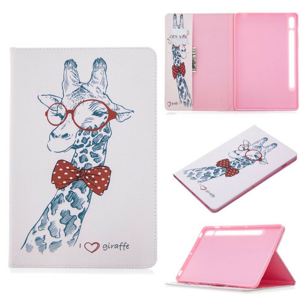 Folio-hoesje voor Samsung Galaxy Tab S7 / Tab S8 Giraffe Print Ontwerp