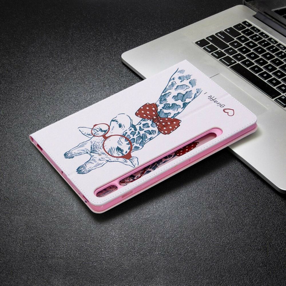 Folio-hoesje voor Samsung Galaxy Tab S7 / Tab S8 Giraffe Print Ontwerp