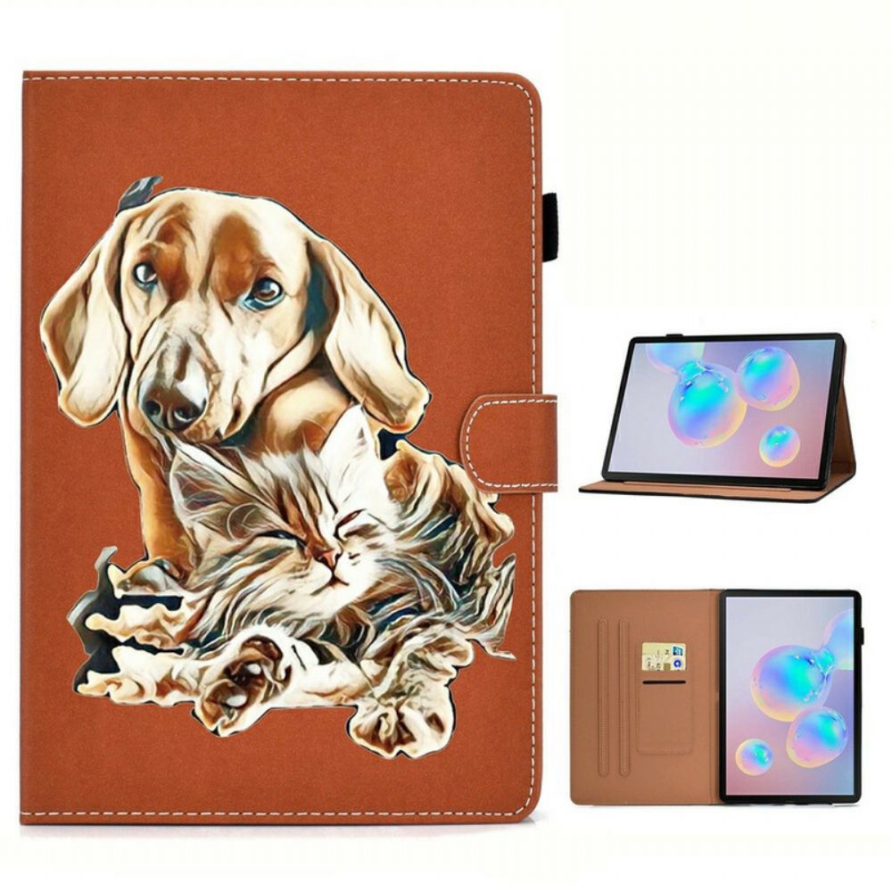 Folio-hoesje voor Samsung Galaxy Tab S7 / Tab S8 Hond En Kat