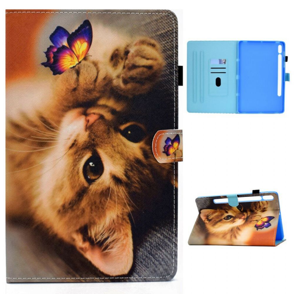 Folio-hoesje voor Samsung Galaxy Tab S7 / Tab S8 Mijn Kitten En Vlinder