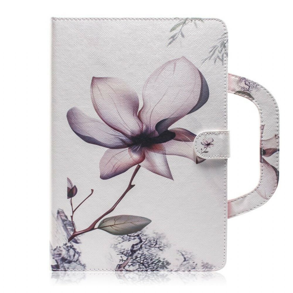 Folio-hoesje voor Samsung Galaxy Tab S7 / Tab S8 Vintage Bloem Met Handvat