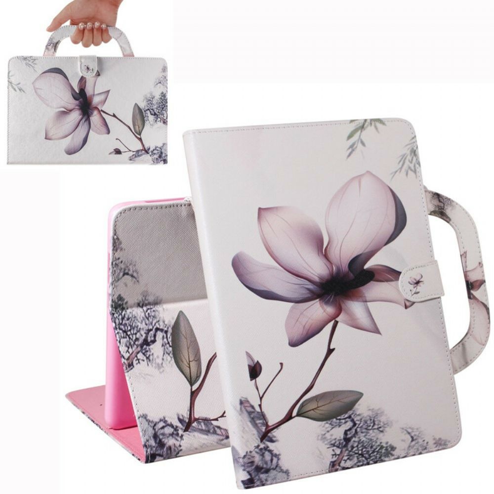 Folio-hoesje voor Samsung Galaxy Tab S7 / Tab S8 Vintage Bloem Met Handvat