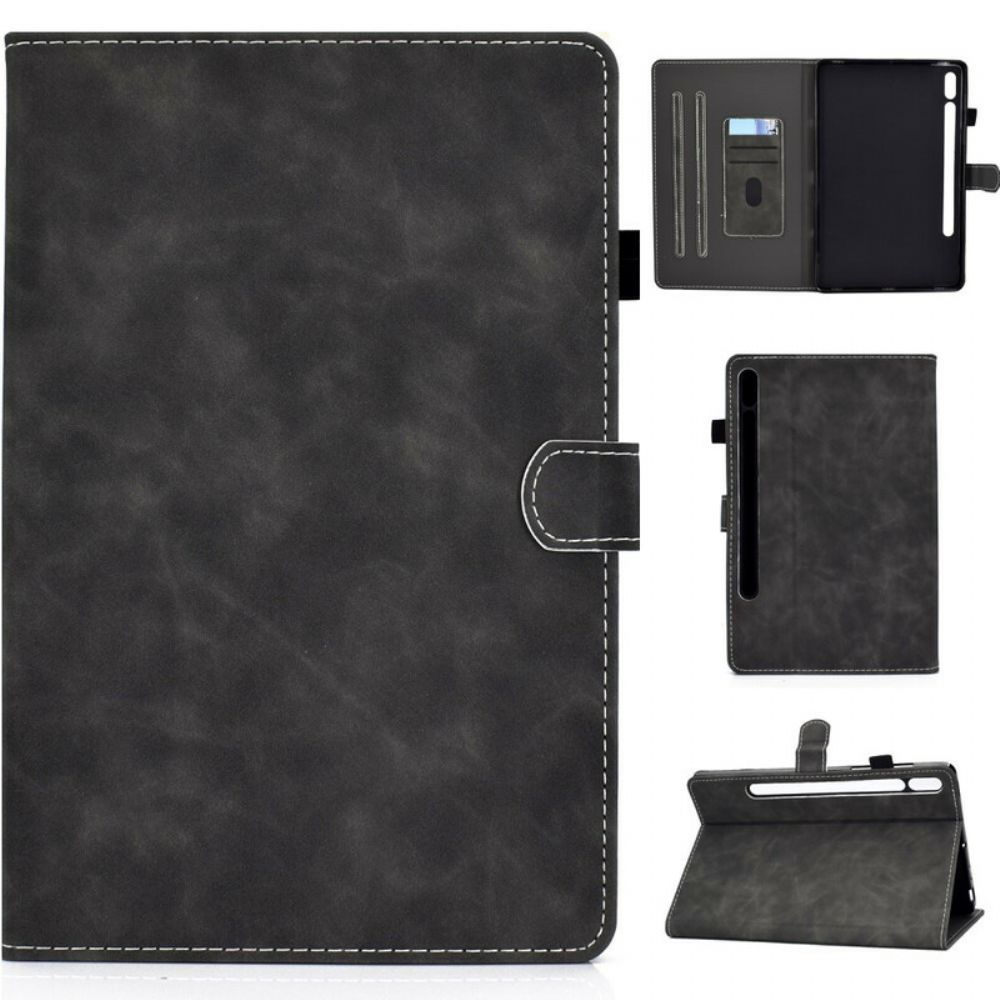 Folio-hoesje voor Samsung Galaxy Tab S7 / Tab S8 Vintage Design Leereffect