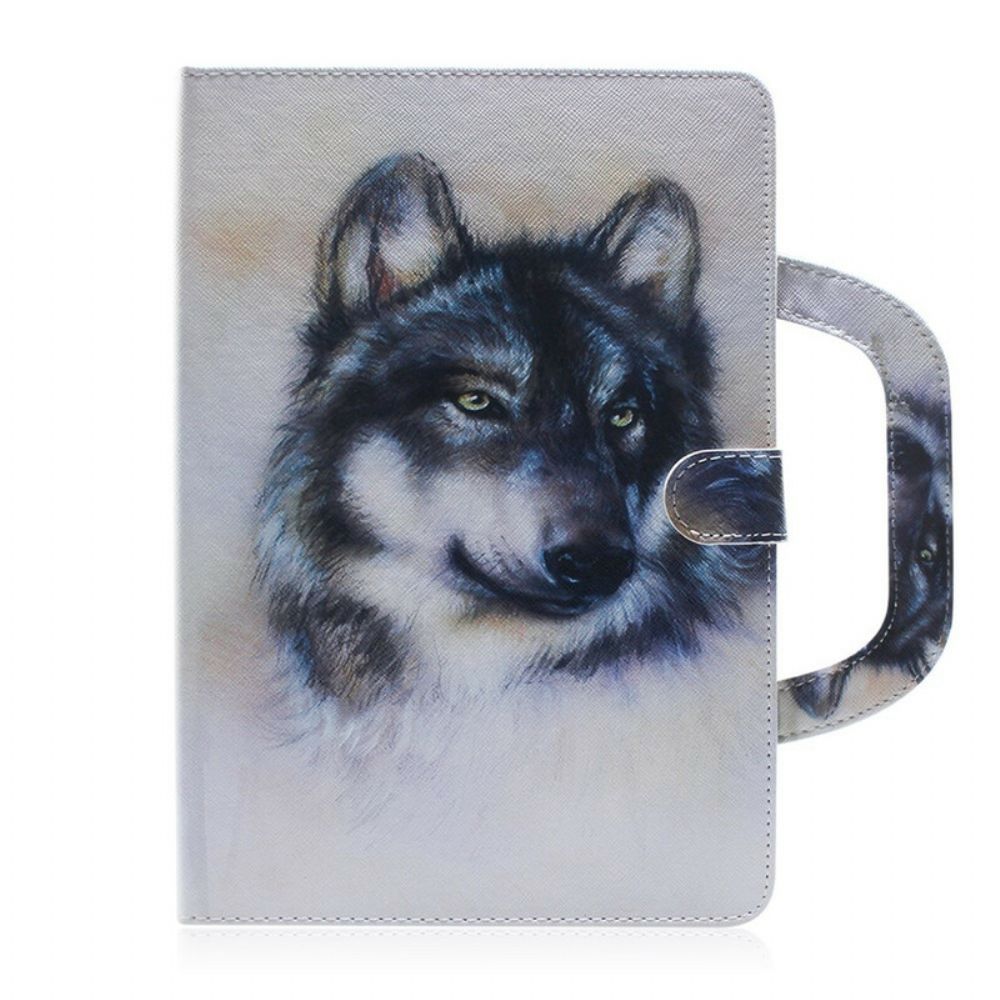 Folio-hoesje voor Samsung Galaxy Tab S7 / Tab S8 Wolf Met Handvat