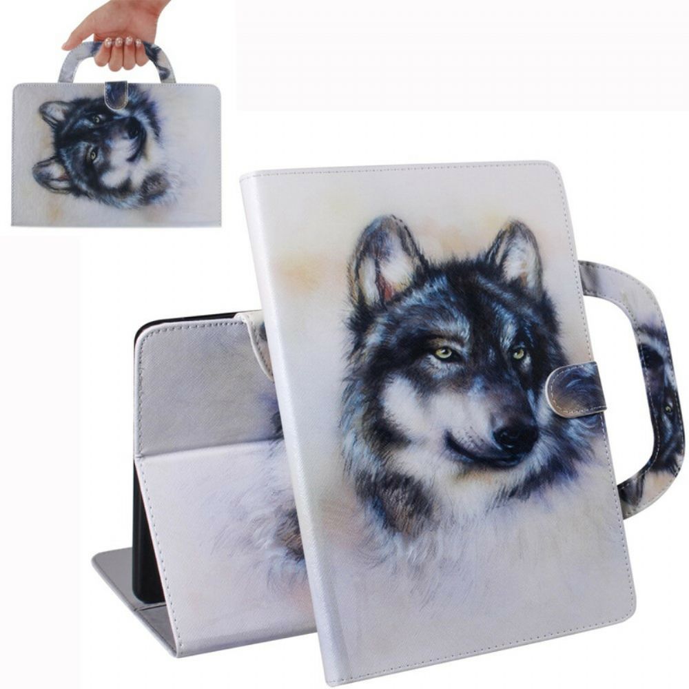 Folio-hoesje voor Samsung Galaxy Tab S7 / Tab S8 Wolf Met Handvat