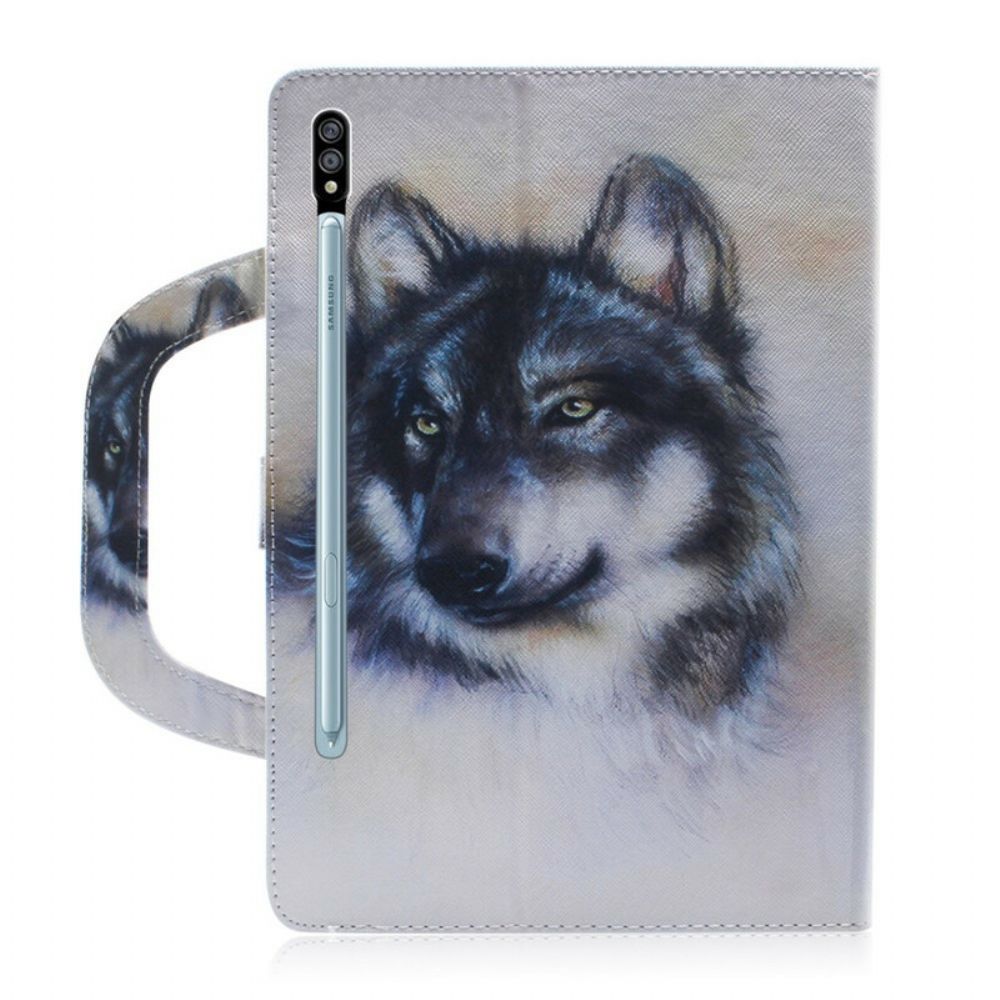 Folio-hoesje voor Samsung Galaxy Tab S7 / Tab S8 Wolf Met Handvat