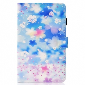 Leren Hoesje voor Samsung Galaxy Tab S7 / Tab S8 Aquarel Bloemen