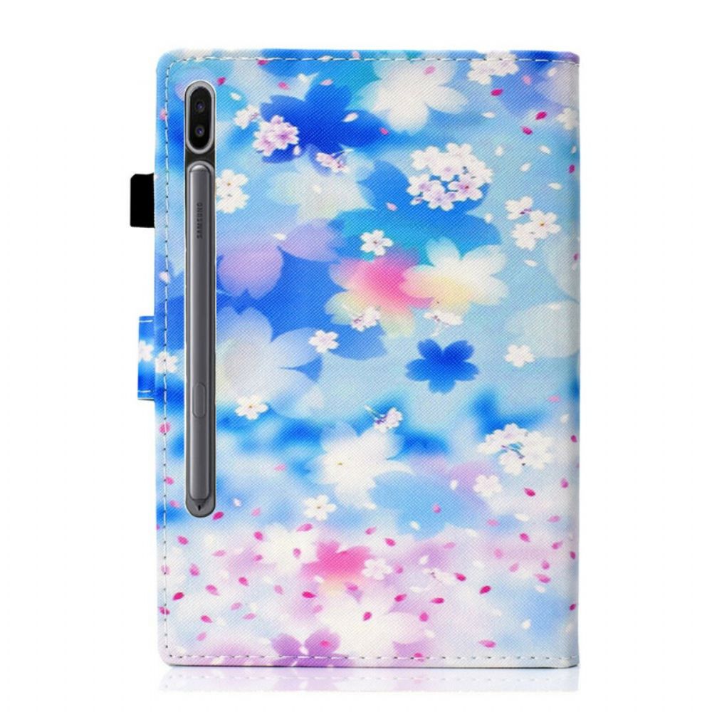 Leren Hoesje voor Samsung Galaxy Tab S7 / Tab S8 Aquarel Bloemen