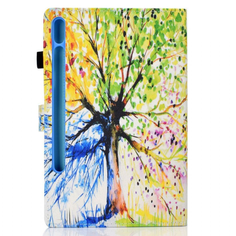 Leren Hoesje voor Samsung Galaxy Tab S7 / Tab S8 Aquarel Boom