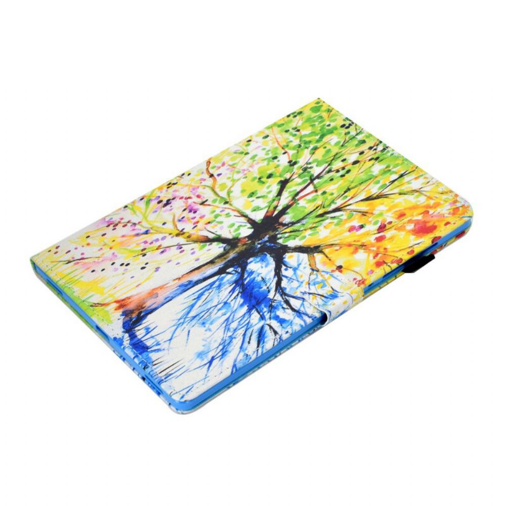 Leren Hoesje voor Samsung Galaxy Tab S7 / Tab S8 Aquarel Boom