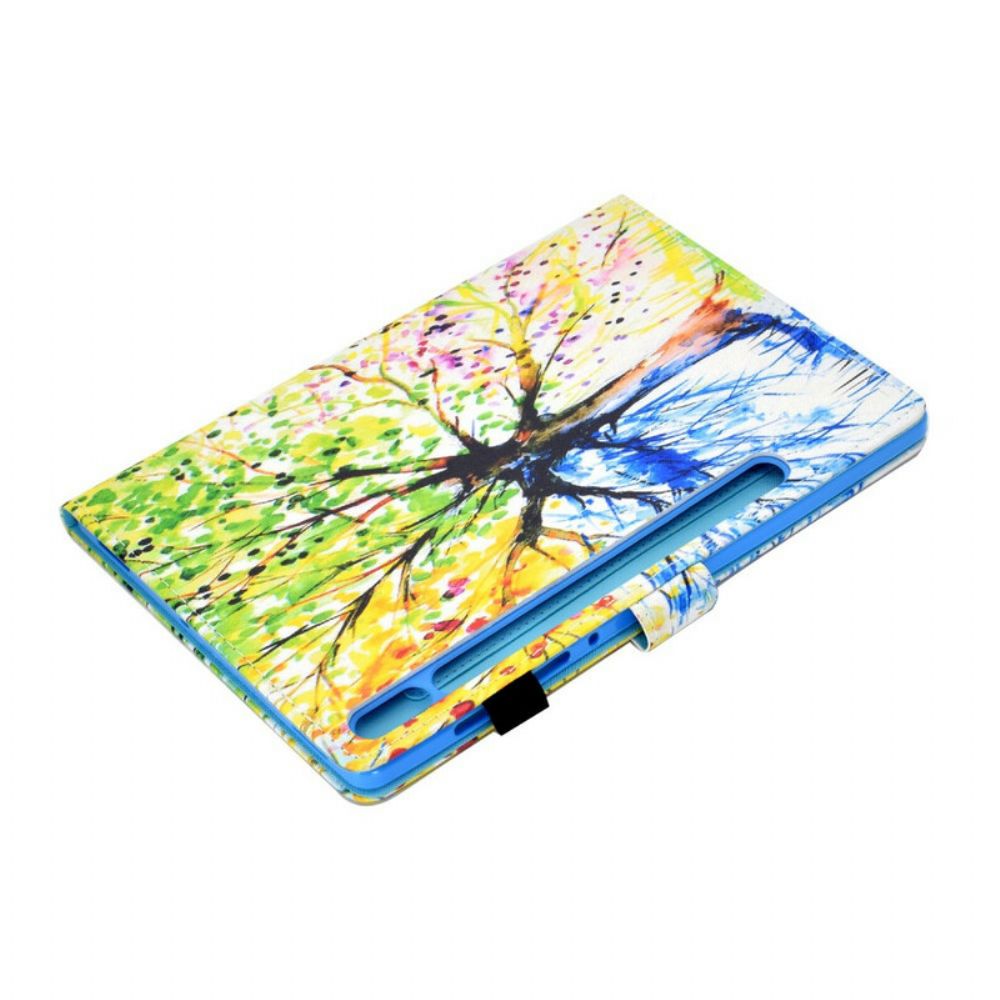 Leren Hoesje voor Samsung Galaxy Tab S7 / Tab S8 Aquarel Boom