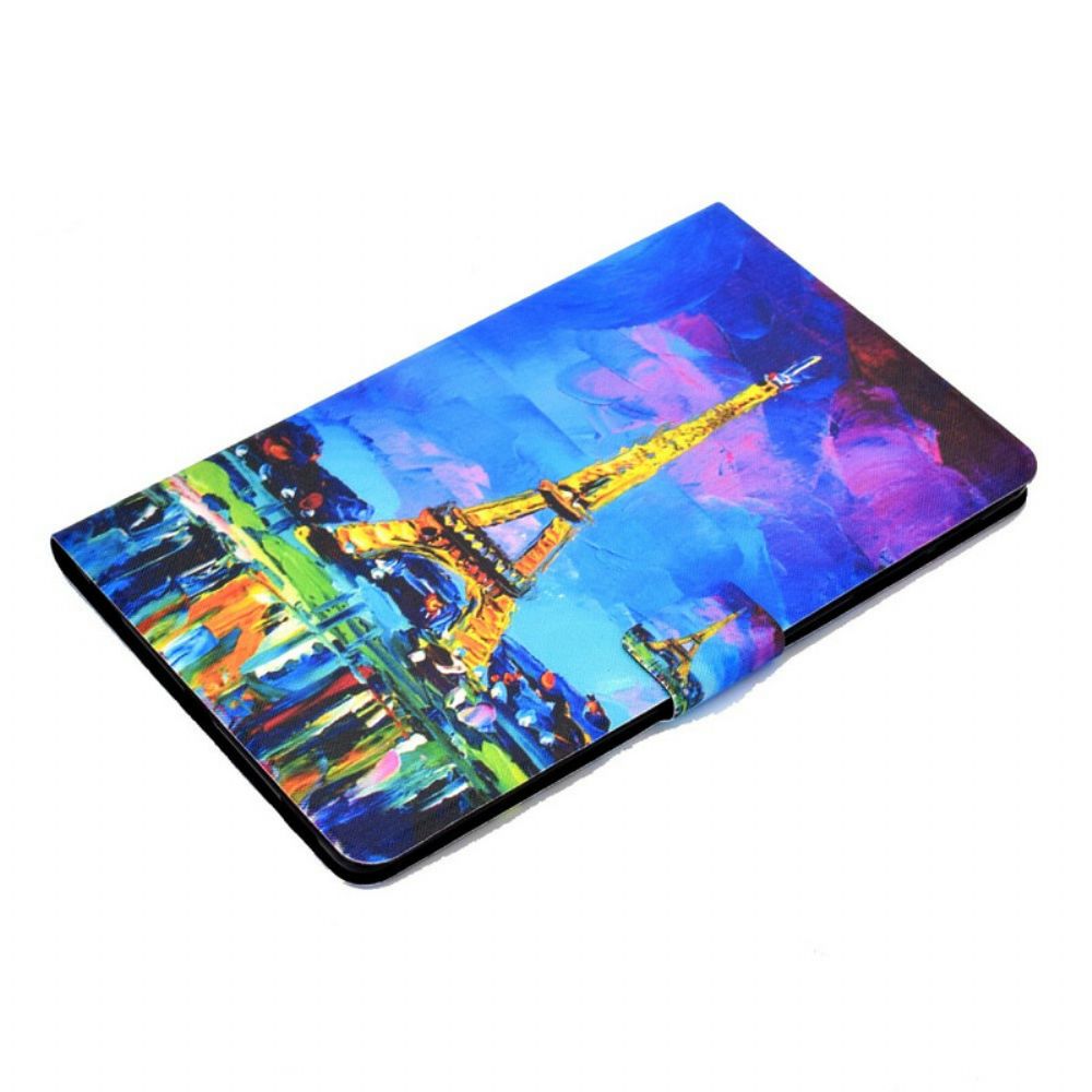 Leren Hoesje voor Samsung Galaxy Tab S7 / Tab S8 Eiffeltoren