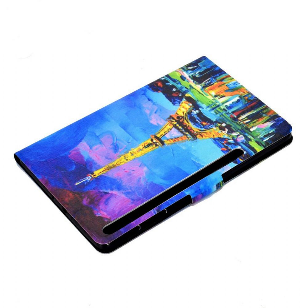 Leren Hoesje voor Samsung Galaxy Tab S7 / Tab S8 Eiffeltoren