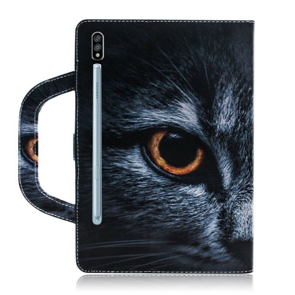 Leren Hoesje voor Samsung Galaxy Tab S7 / Tab S8 Kat Met Handvat