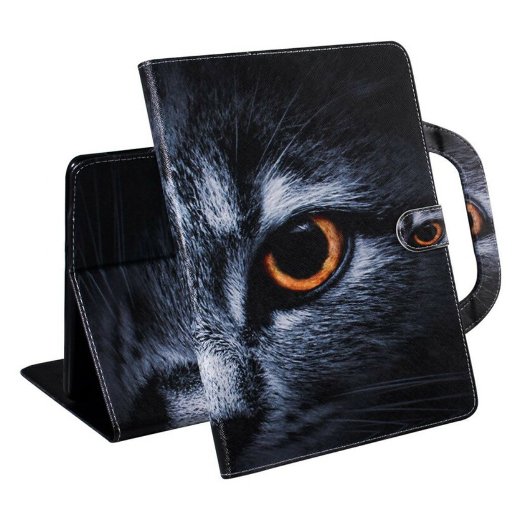 Leren Hoesje voor Samsung Galaxy Tab S7 / Tab S8 Kat Met Handvat