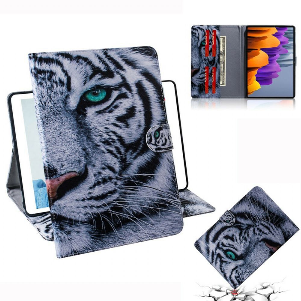 Leren Hoesje voor Samsung Galaxy Tab S7 / Tab S8 Tijgerkop