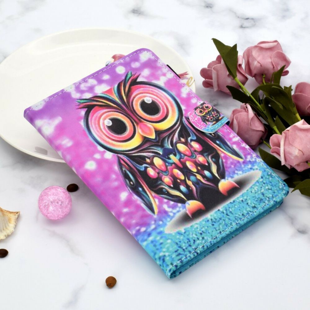 Leren Hoesje voor Samsung Galaxy Tab S7 / Tab S8 Uil Splitsen