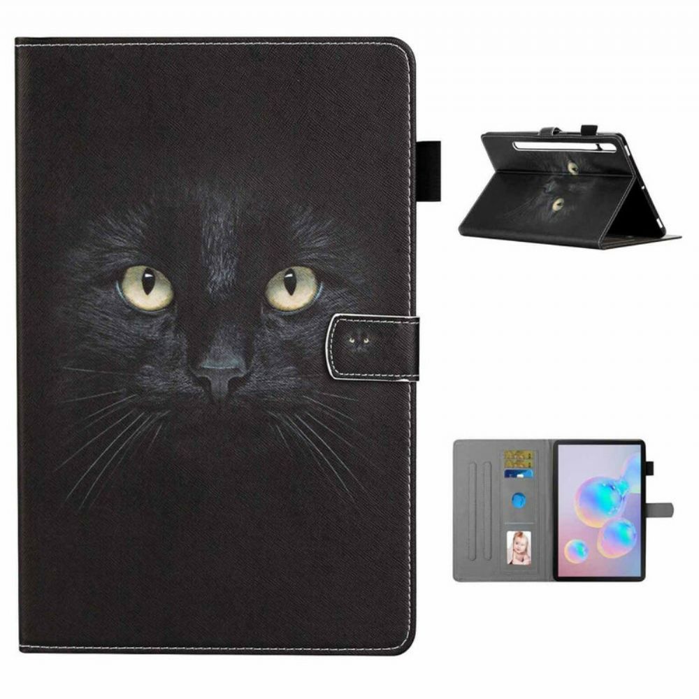 Leren Hoesje voor Samsung Galaxy Tab S7 / Tab S8 Zwarte Kat