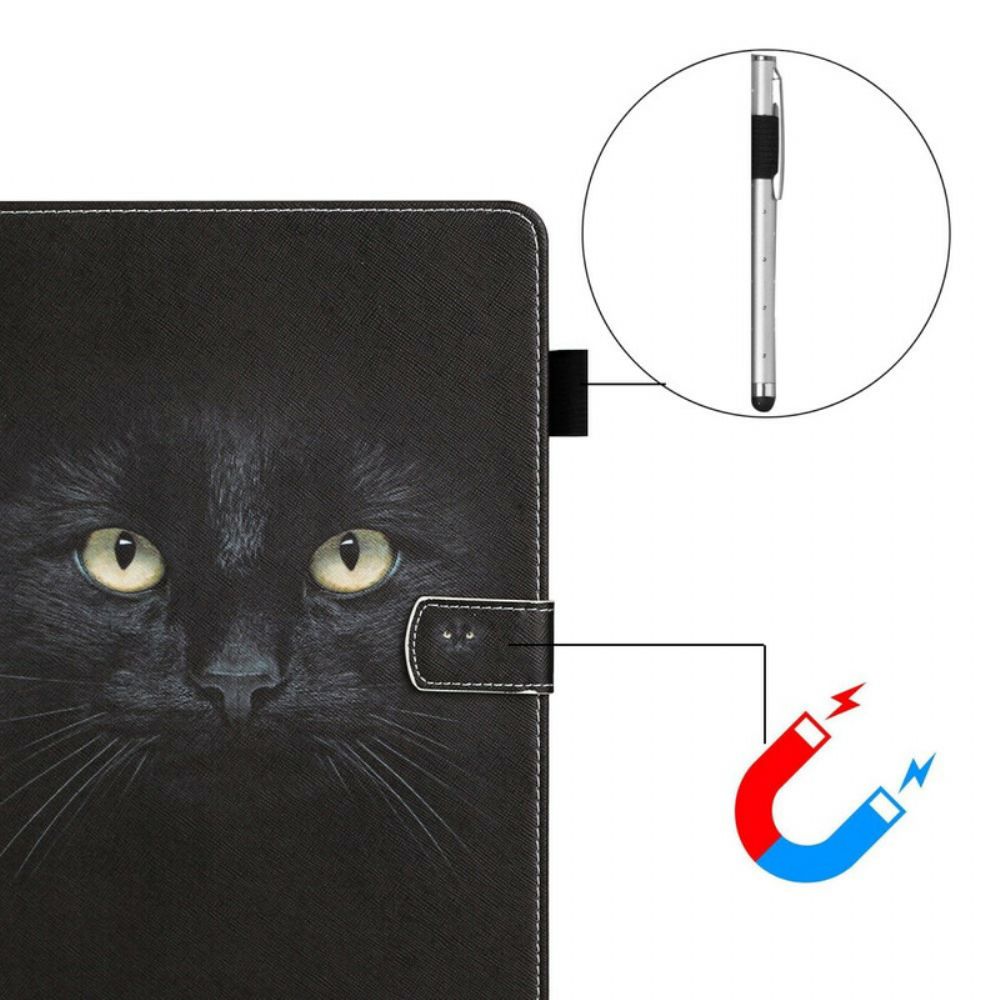 Leren Hoesje voor Samsung Galaxy Tab S7 / Tab S8 Zwarte Kat