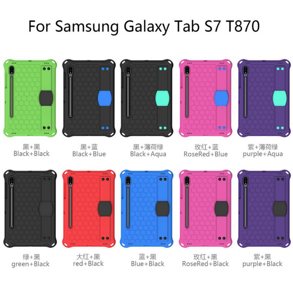 Telefoonhoesje voor Samsung Galaxy Tab S7 / Tab S8 Eva Met Steunriem En Schouderriem