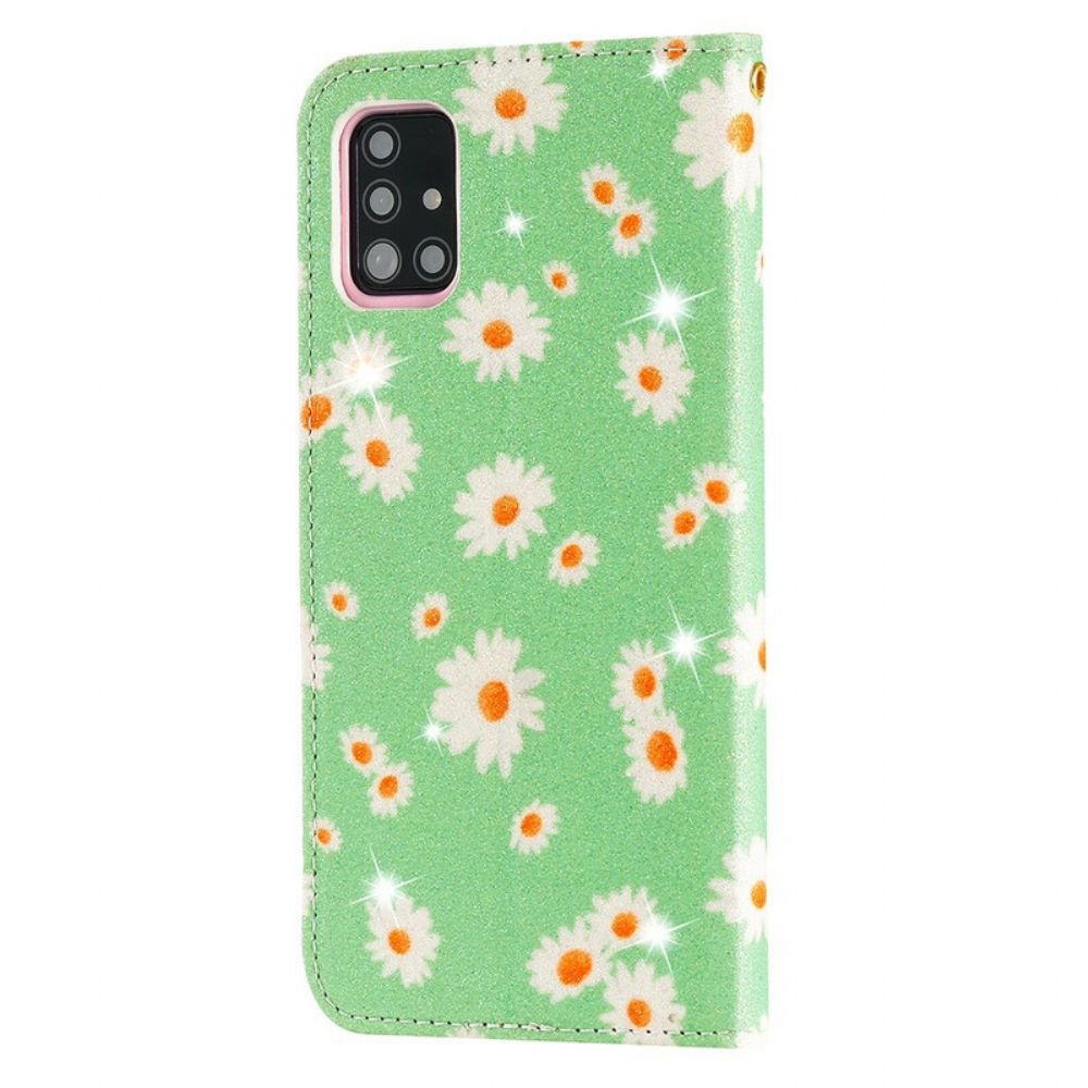 Bescherming Hoesje voor Samsung Galaxy A51 Folio-hoesje Kunstleer Madeliefjes