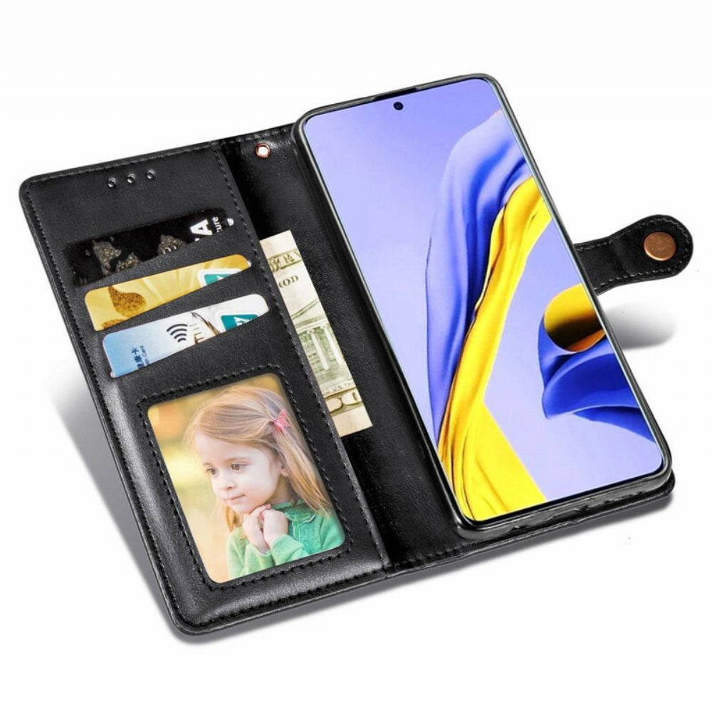 Folio-hoesje voor Samsung Galaxy A51 Faux Leder En Vintage Sluiting