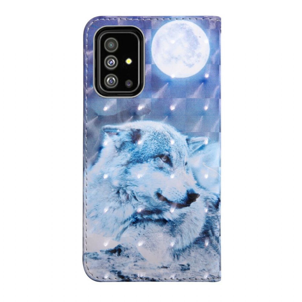 Folio-hoesje voor Samsung Galaxy A51 Maanlicht Wolf