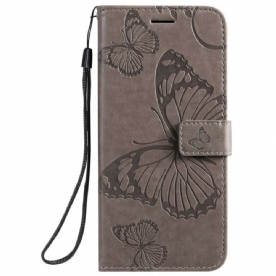 Folio-hoesje voor Samsung Galaxy A51 Met Ketting Reusachtige Vlinders Met Bandjes