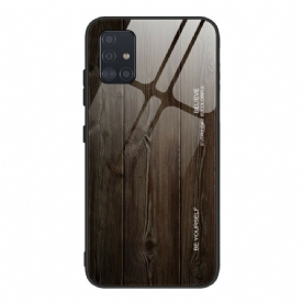 Hoesje voor Samsung Galaxy A51 Houtdesign Gehard Glas