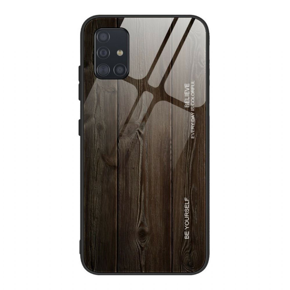 Hoesje voor Samsung Galaxy A51 Houtdesign Gehard Glas