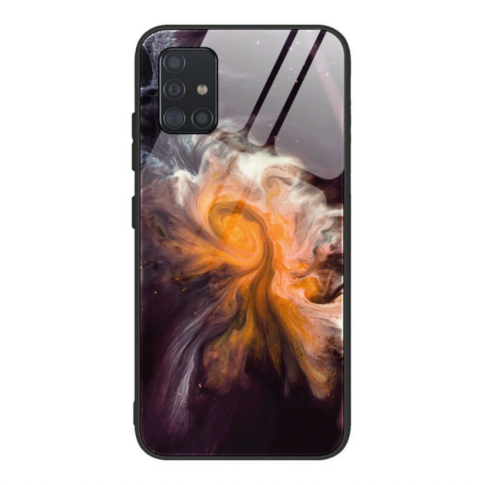 Hoesje voor Samsung Galaxy A51 Marmer Kleuren Gehard Glas