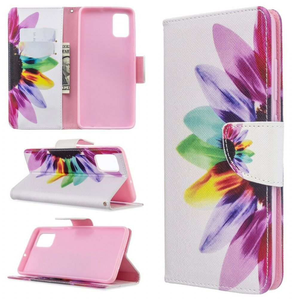 Leren Hoesje voor Samsung Galaxy A51 Aquarel Bloem