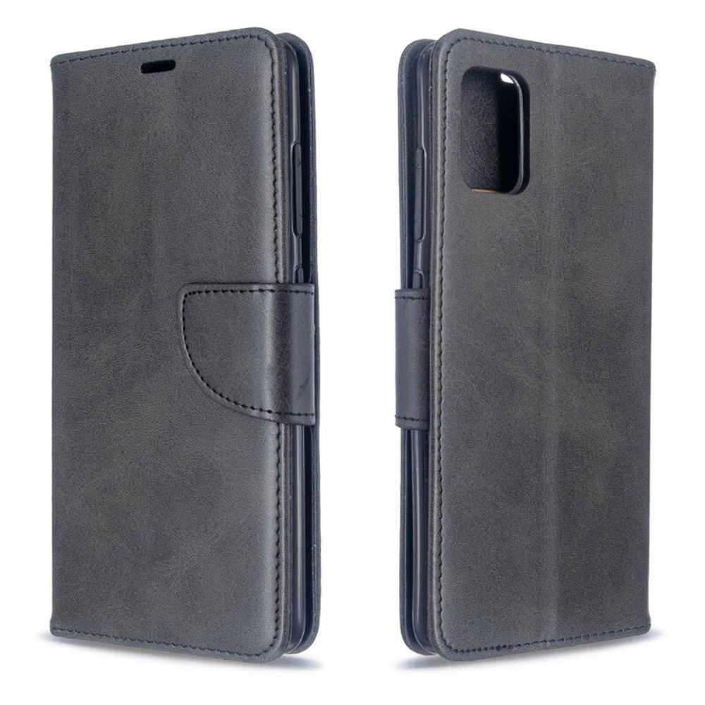 Leren Hoesje voor Samsung Galaxy A51 Folio-hoesje Gladde Schuine Klep