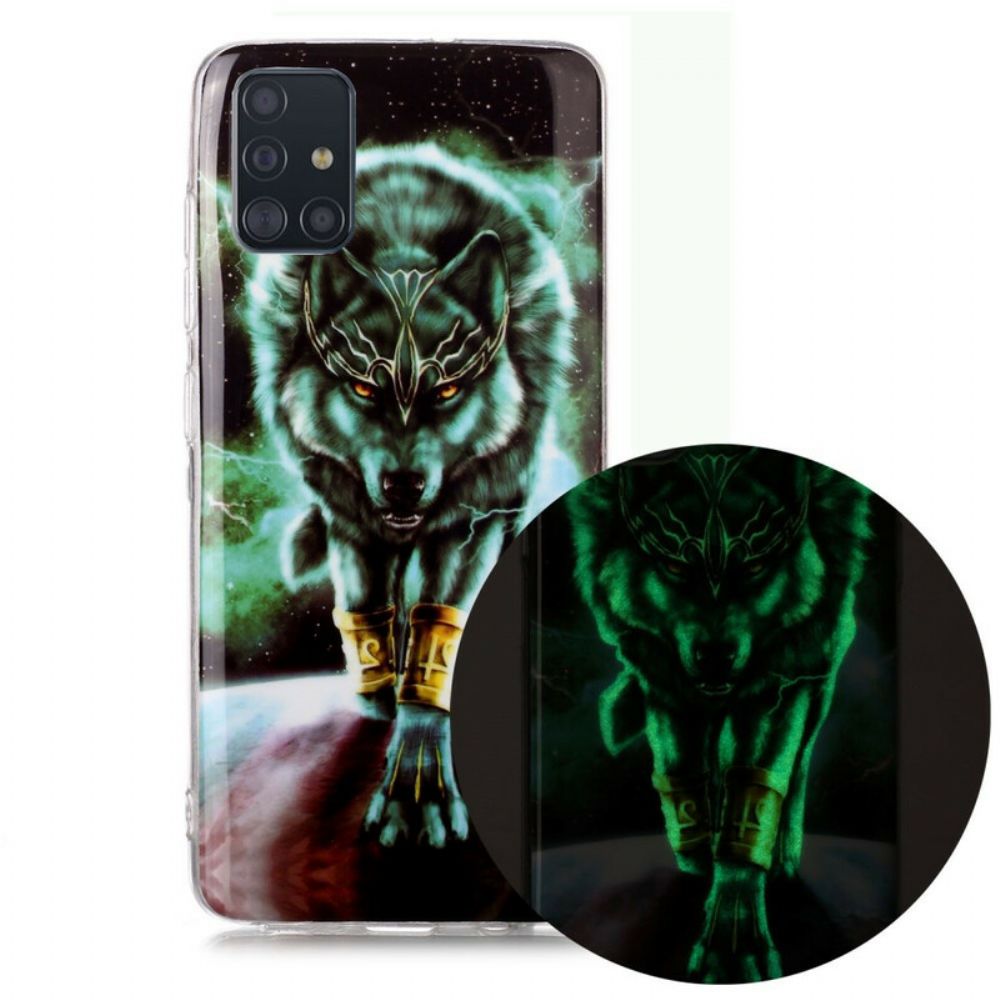 Telefoonhoesje voor Samsung Galaxy A51 Fluorescerende Wolf-serie