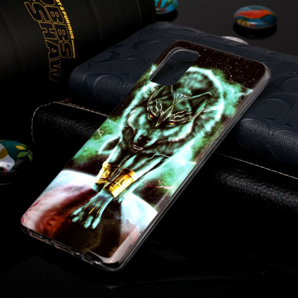 Telefoonhoesje voor Samsung Galaxy A51 Fluorescerende Wolf-serie