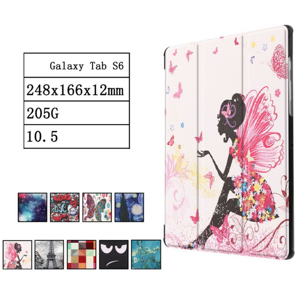 Bescherming Hoesje voor Samsung Galaxy Tab S6 Bloemen Fairy Faux Leather