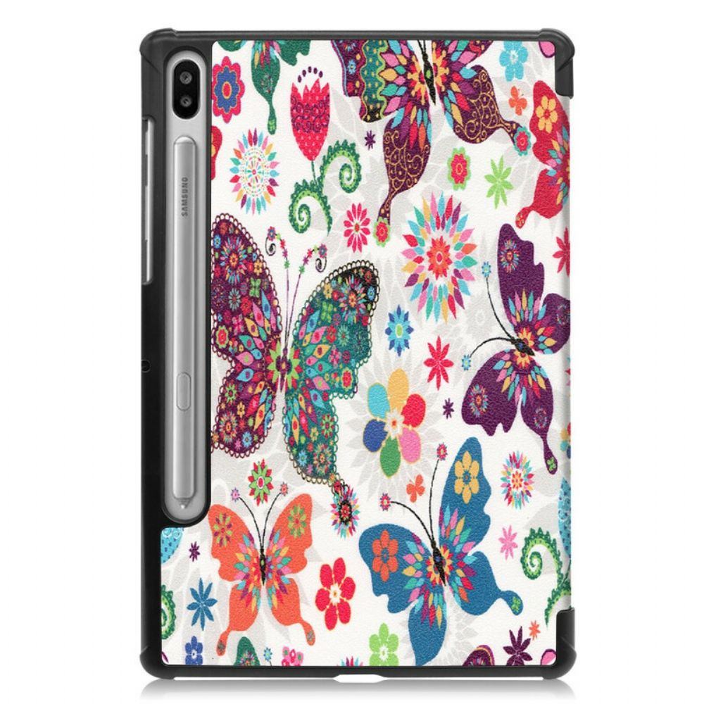 Bescherming Hoesje voor Samsung Galaxy Tab S6 Retro Vlinders En Bloemen