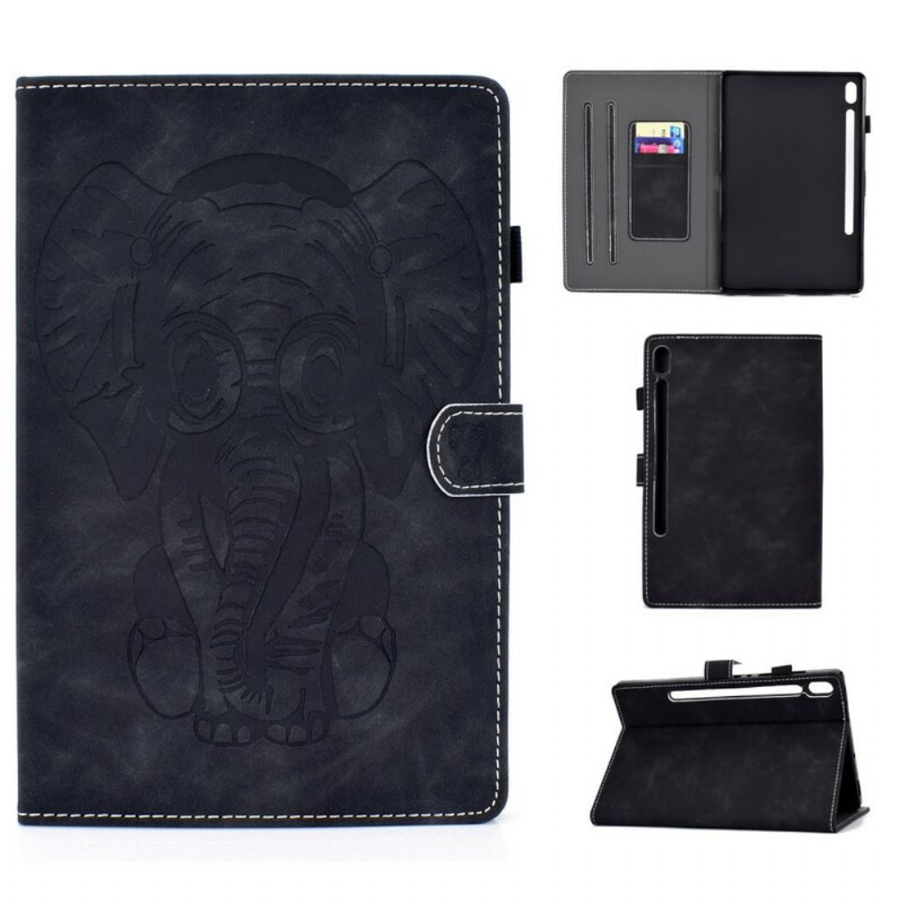 Folio-hoesje voor Samsung Galaxy Tab S6 Olifant Print Leereffect