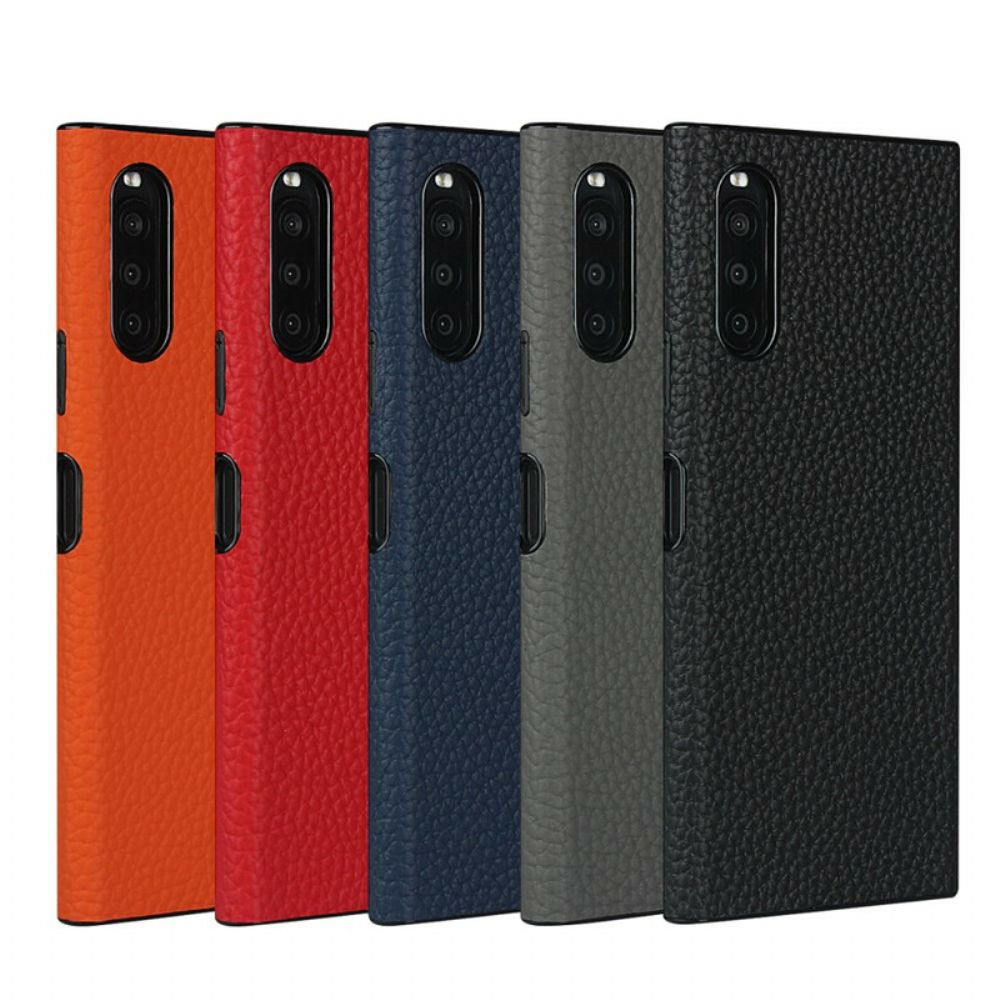 Hoesje voor Sony Xperia 10 II Echt Litchi-leer Met Riem