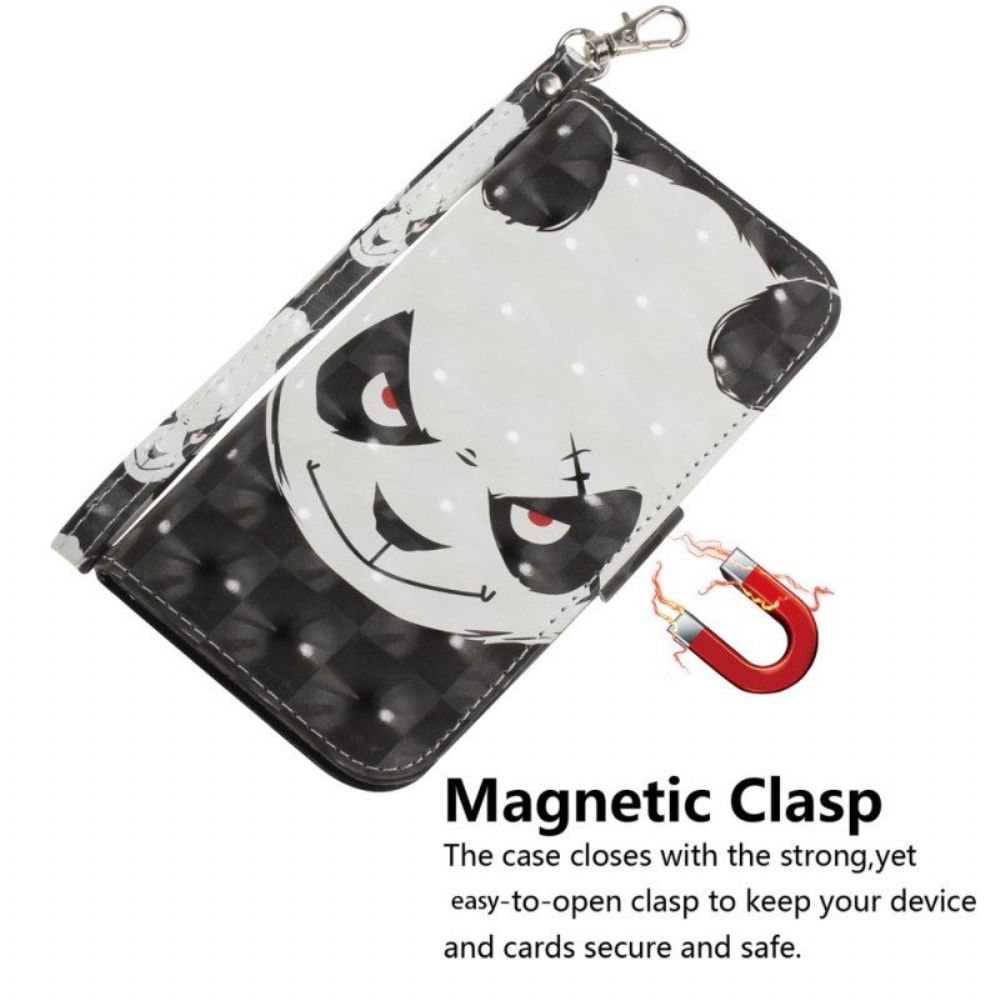 Flip Case voor Honor Magic 5 Lite Met Ketting Boze Panda Met Lanyard