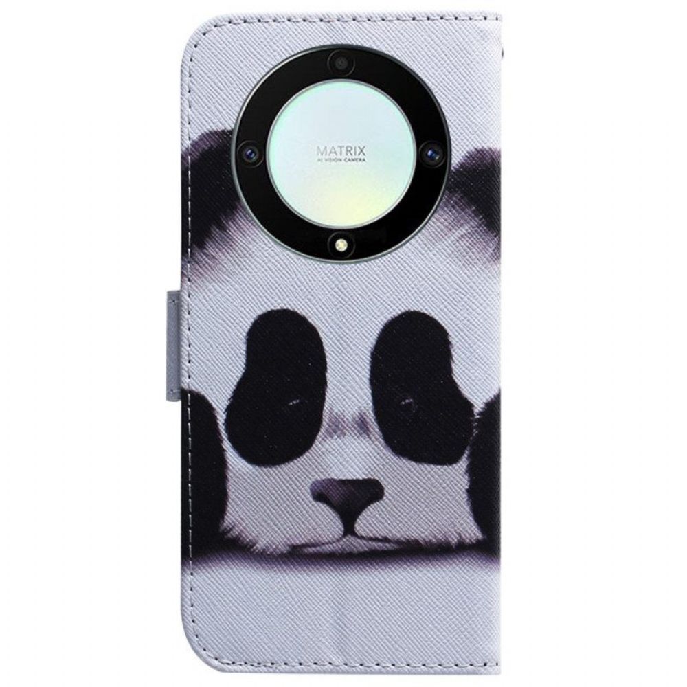 Flip Case voor Honor Magic 5 Lite Met Ketting Strakke Panda