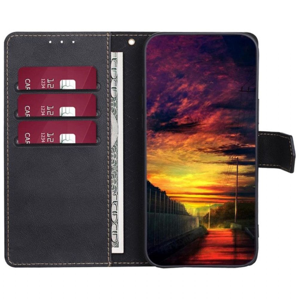 Flip Case voor Huawei Mate 50 Pro Couture-leereffect