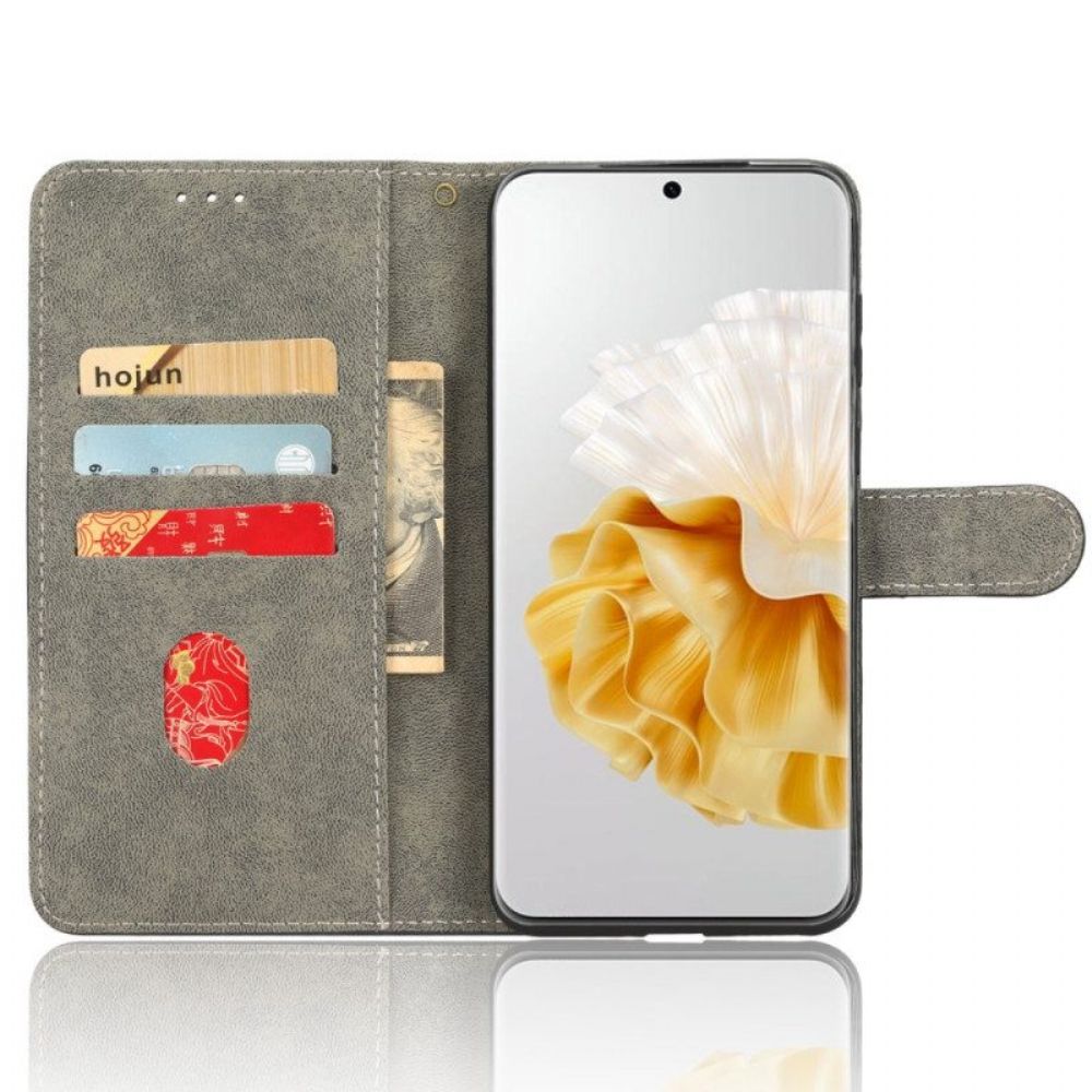 Flip Case voor Huawei P60 Pro Klassieke Rfid Met Draagkoord