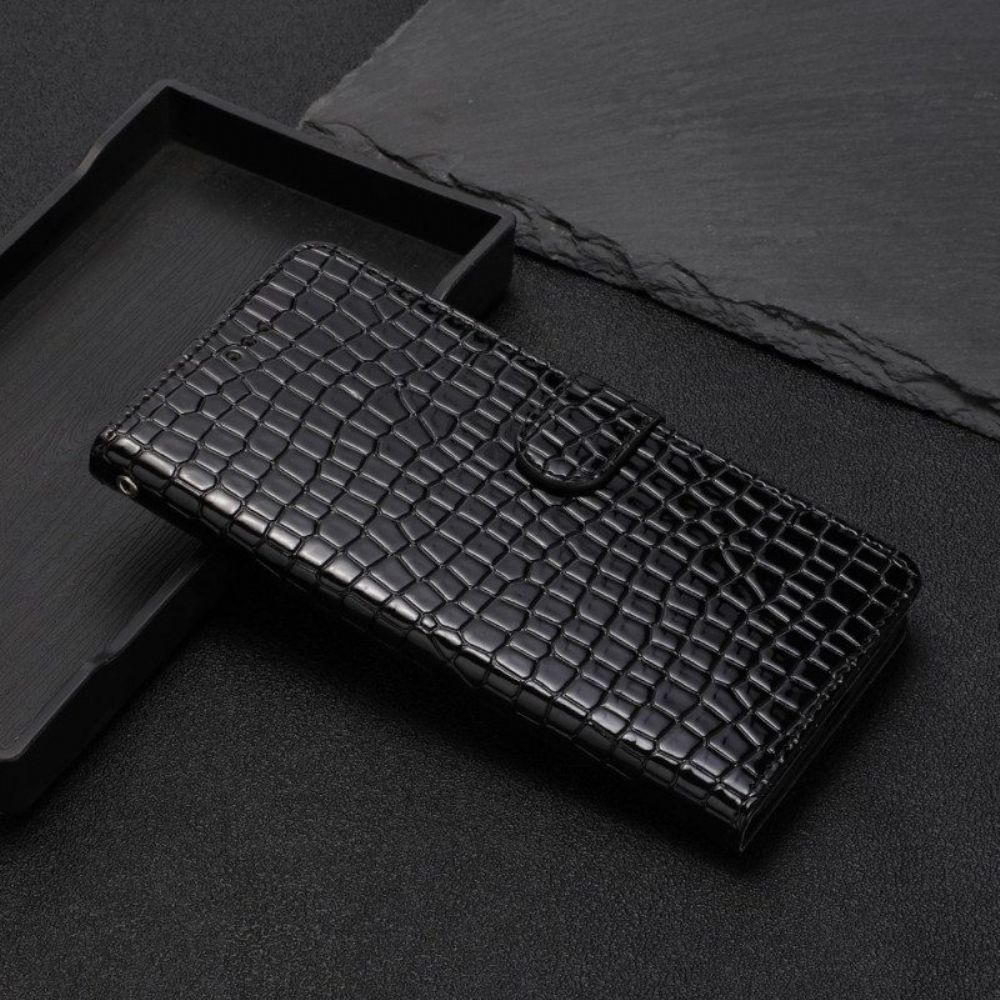 Flip Case voor iPhone 15 Plus Krokodilstijl Met Riem