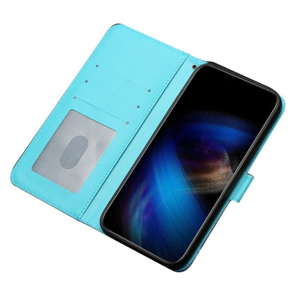 Flip Case voor iPhone 15 Plus Met Ketting 3d Marmer Met Bandje