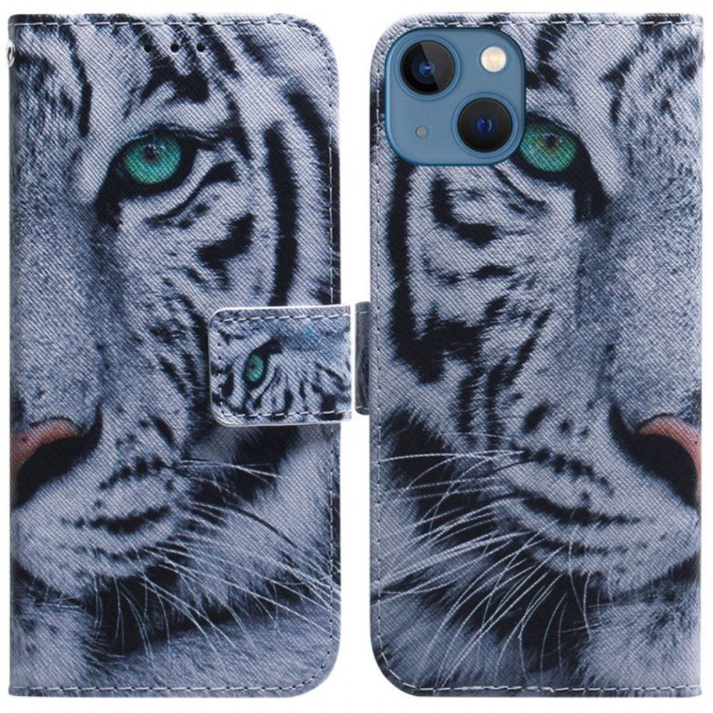 Flip Case voor iPhone 15 Witte Tijger