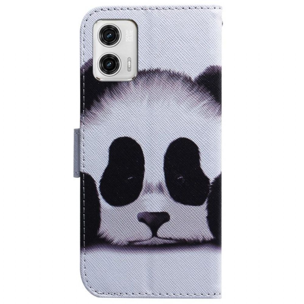 Flip Case voor Moto G73 5G Met Ketting Strakke Panda